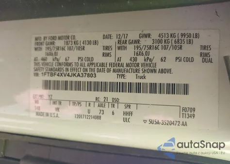 2018 Ford Transit-350 from USA, damaged, VIN 1FTBF4XV4JKA37803